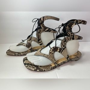 Christian Louboutin girafina flat thong gladiator sandals snake Python 38 /7.5-8
